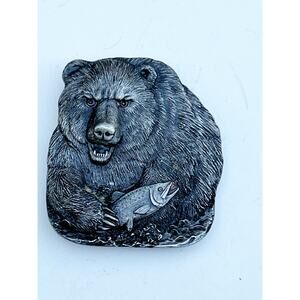 BERGAMOT vintage‎ bear fish belt buckle trout stream outdoors fishing 1978